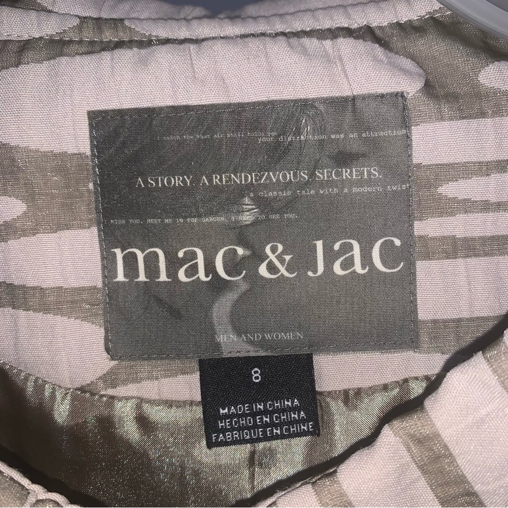 Mac & Jac women’s Jacket Retro Style Olive Beige Big Buttons pockets Crepe - Picture 10 of 11